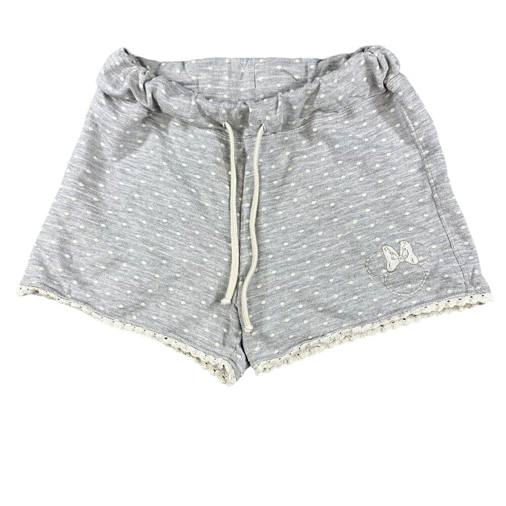 Disney Parks Lounge Shorts Women XS Gray Polka Dot Excellent Minnie Mouse Lace‎